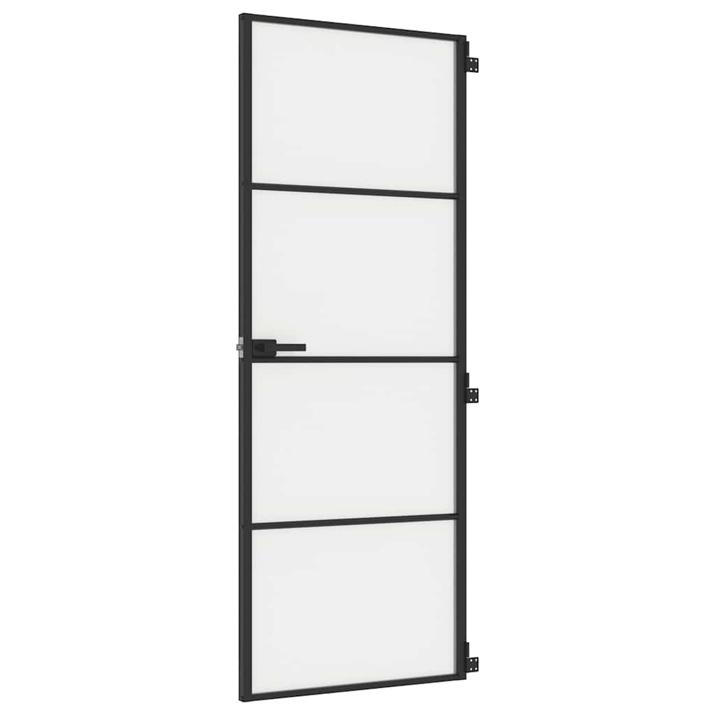 Sisäovi Ohut Musta 76X201,5 Cm Karkaistu Lasi Ja Alumiini
