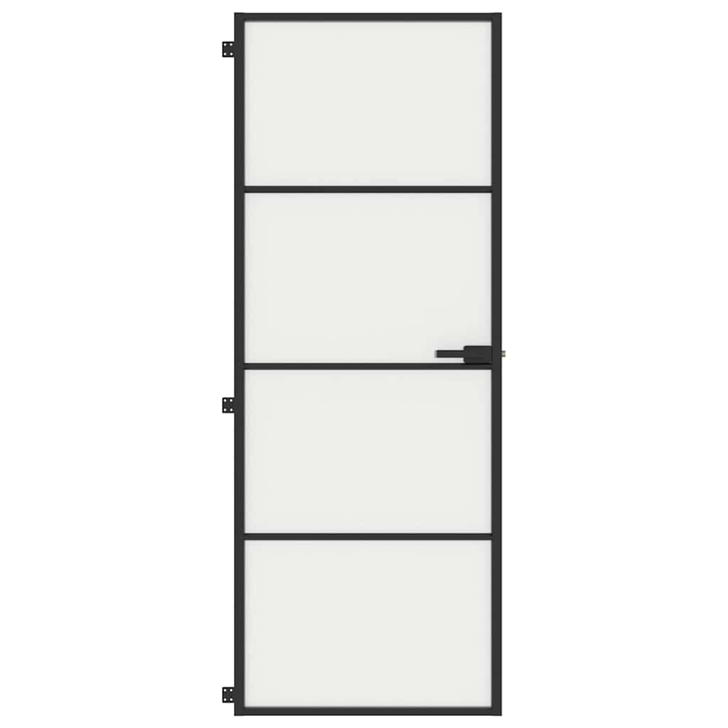 Sisäovi Ohut Musta 76X201,5 Cm Karkaistu Lasi Ja Alumiini