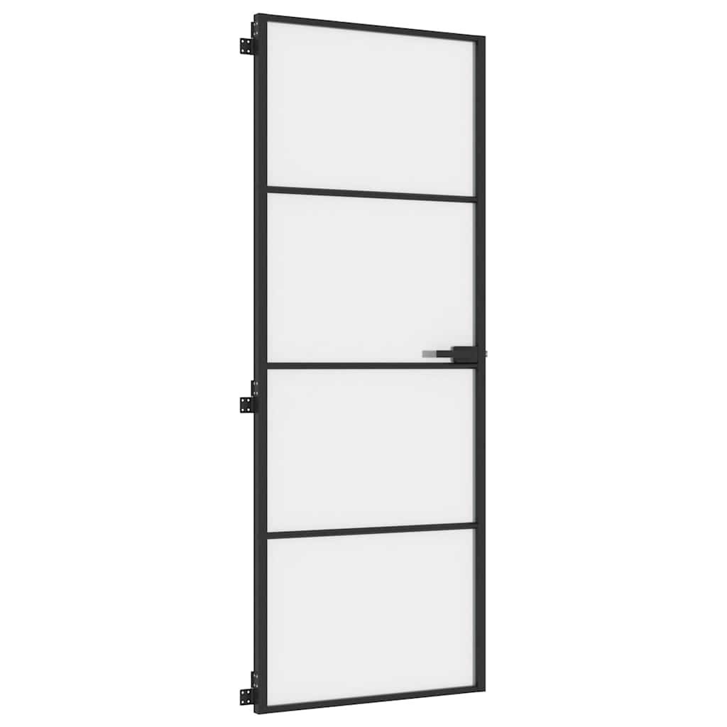 Sisäovi Ohut Musta 76X201,5 Cm Karkaistu Lasi Ja Alumiini
