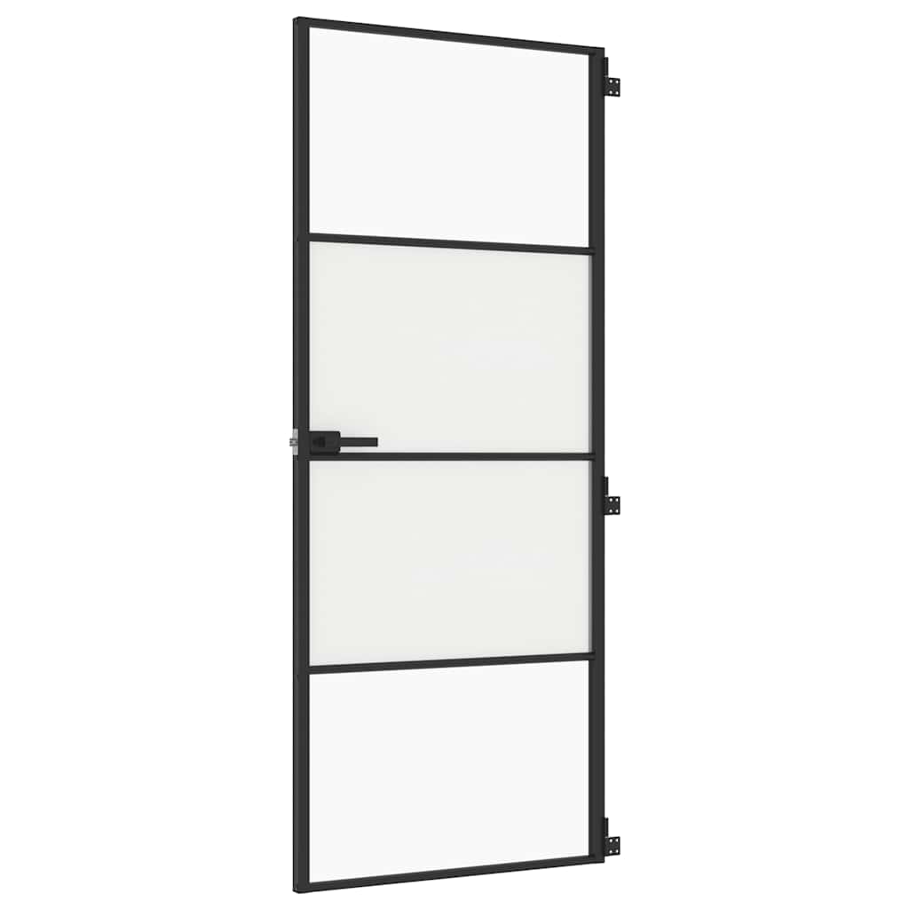 Sisäovi Ohut Musta 83X201,5 Cm Karkaistu Lasi Ja Alumiini