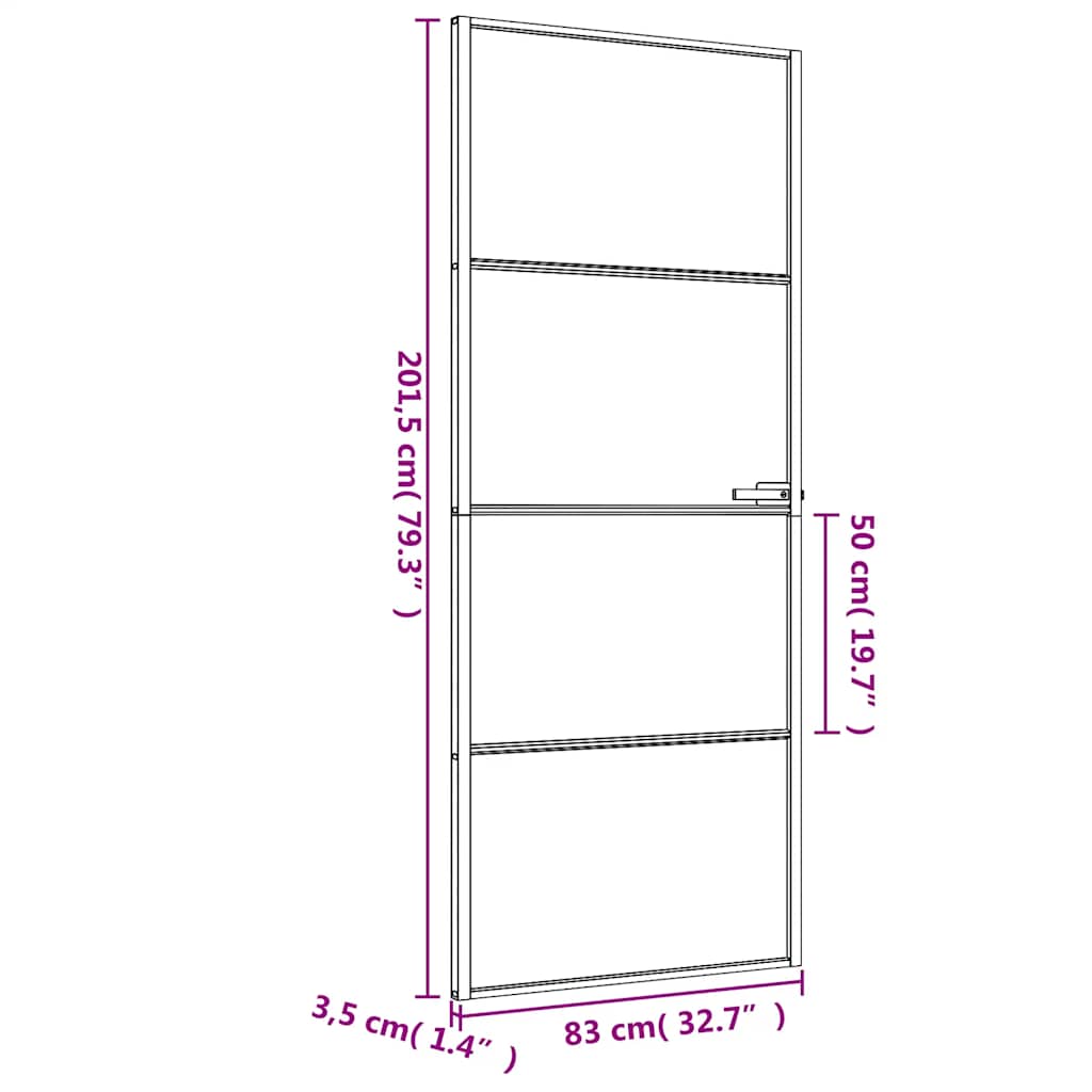 Sisäovi Ohut Musta 83X201,5 Cm Karkaistu Lasi Ja Alumiini