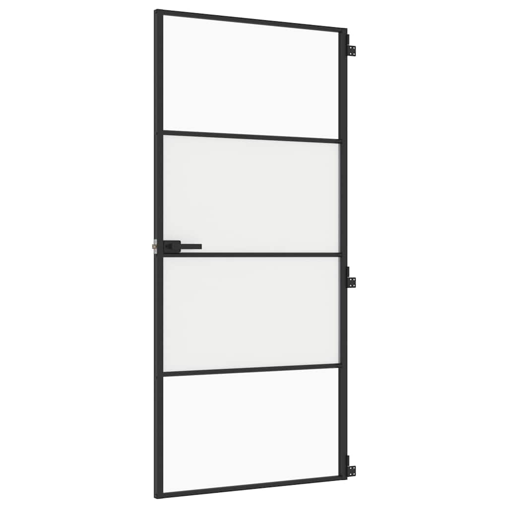 Sisäovi Ohut Musta 93X201,5 Cm Karkaistu Lasi Ja Alumiini