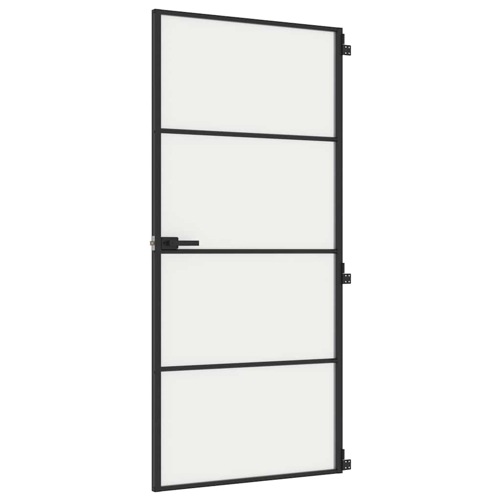 Sisäovi Ohut Musta 93X201,5 Cm Karkaistu Lasi Ja Alumiini