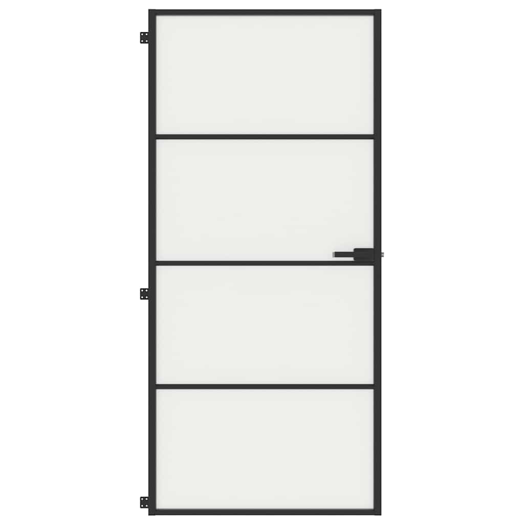Sisäovi Ohut Musta 93X201,5 Cm Karkaistu Lasi Ja Alumiini