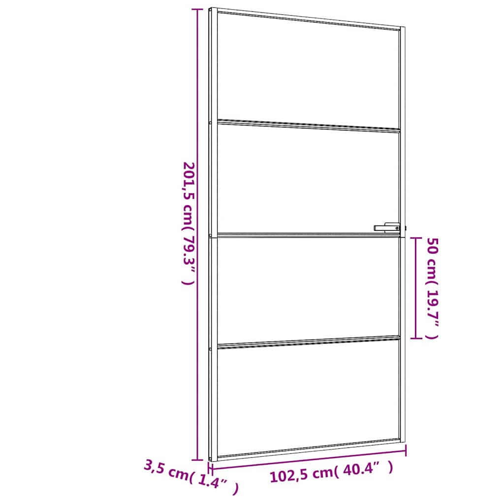 Sisäovi Ohut Musta 102,5X201,5 Cm Karkaistu Lasi Ja Alumiini