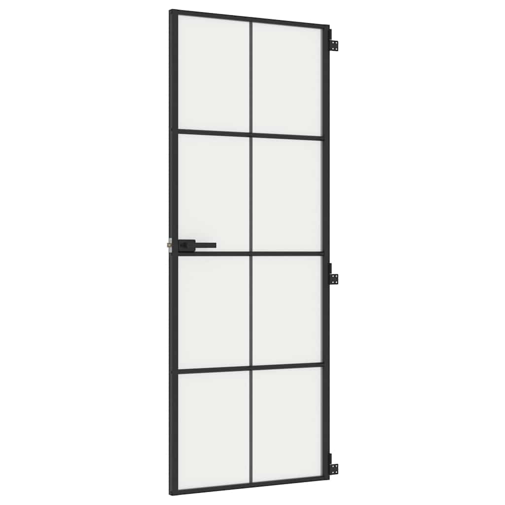 Sisäovi Ohut Musta 76X201,5 Cm Karkaistu Lasi Ja Alumiini