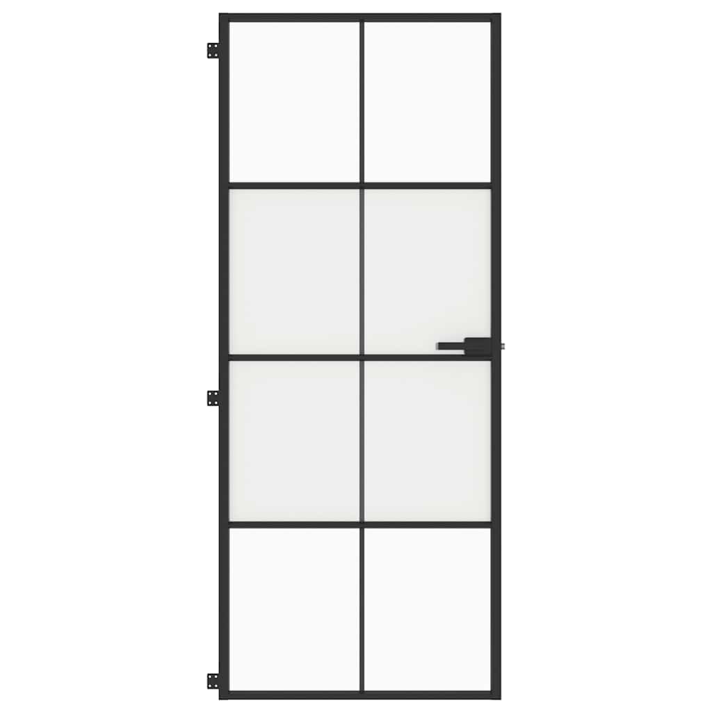 Sisäovi Ohut Musta 83X201,5 Cm Karkaistu Lasi Ja Alumiini