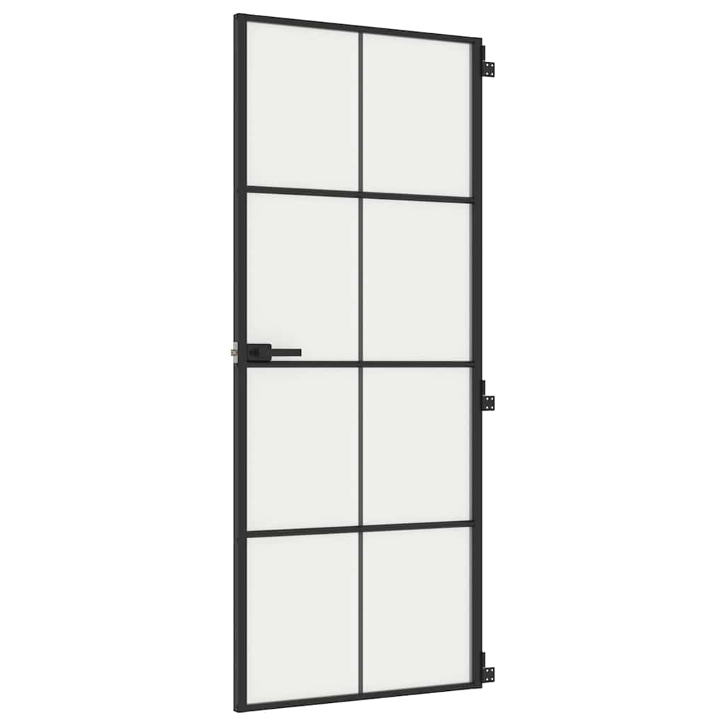Sisäovi Ohut Musta 83X201,5 Cm Karkaistu Lasi Ja Alumiini