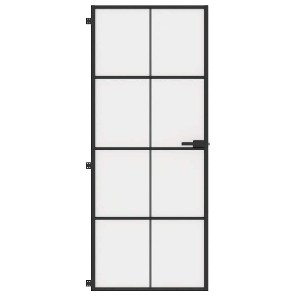 Sisäovi Ohut Musta 83X201,5 Cm Karkaistu Lasi Ja Alumiini