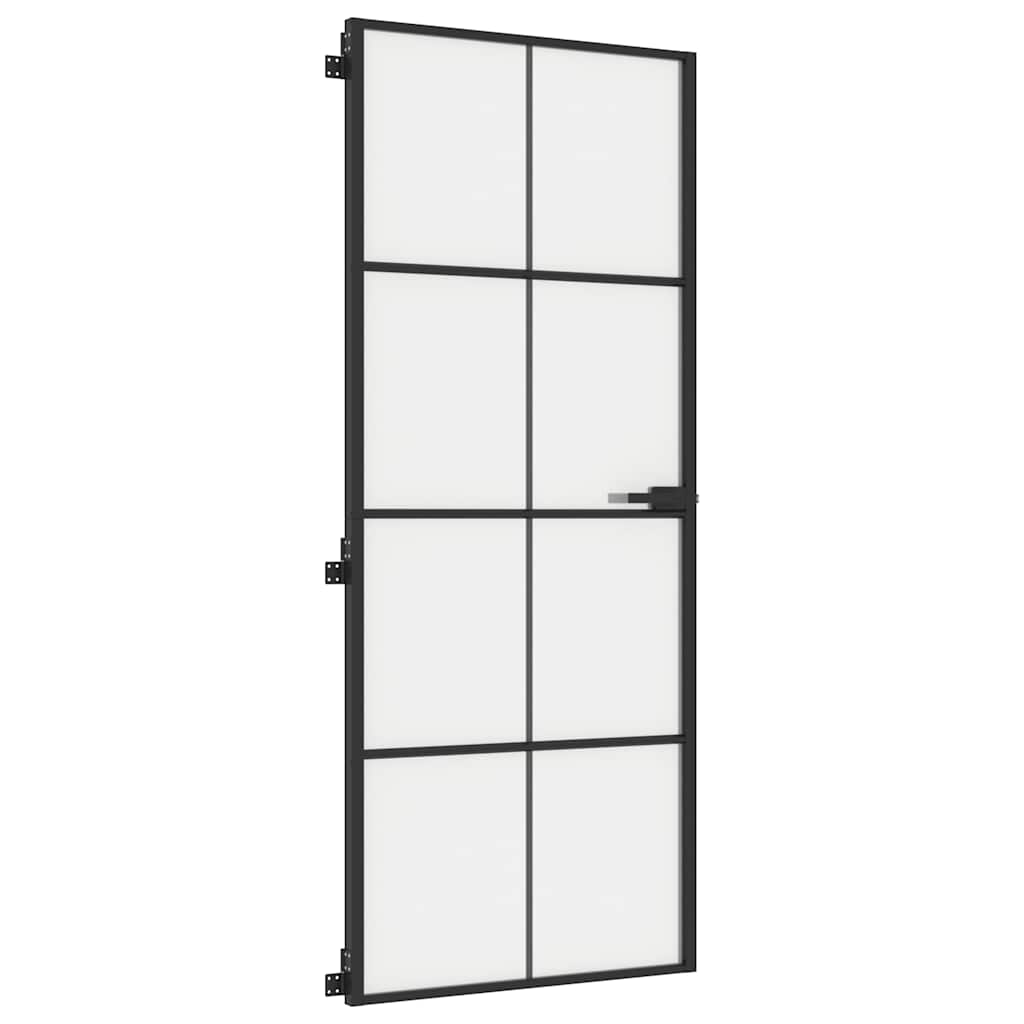 Sisäovi Ohut Musta 83X201,5 Cm Karkaistu Lasi Ja Alumiini