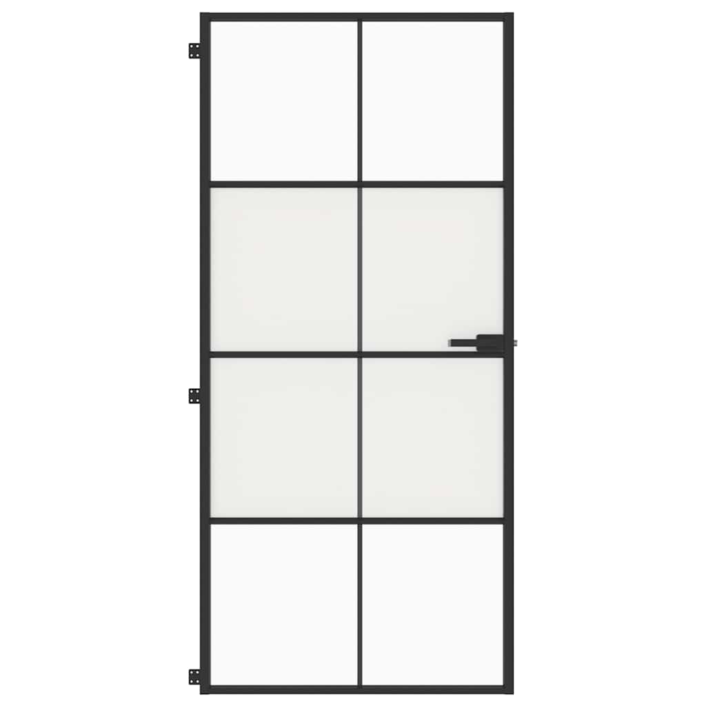 Sisäovi Ohut Musta 93X201,5 Cm Karkaistu Lasi Ja Alumiini