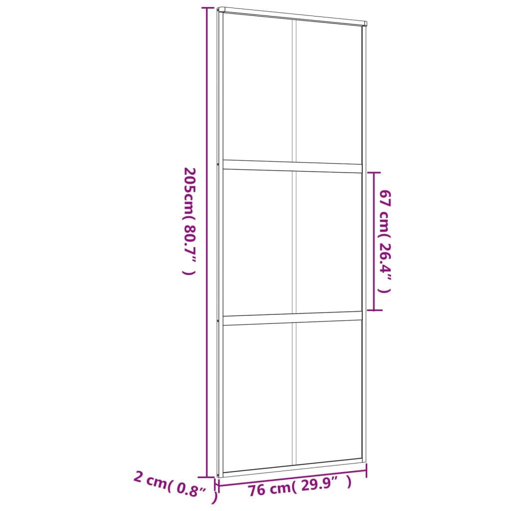 Liukuovi Kulta 76X205 Cm Kirkas Esg-Lasi Ja Alumiini