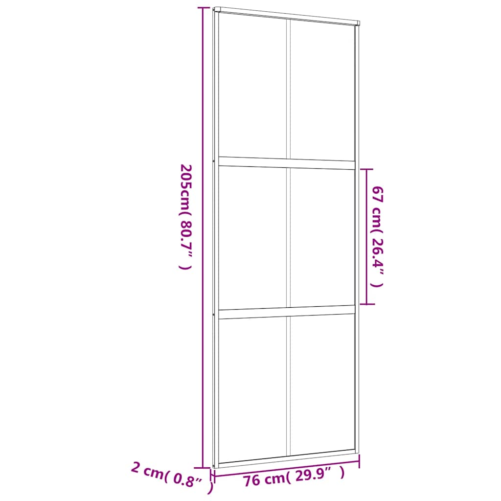 Liukuovi Kulta 76X205 Cm Kirkas Esg-Lasi Ja Alumiini