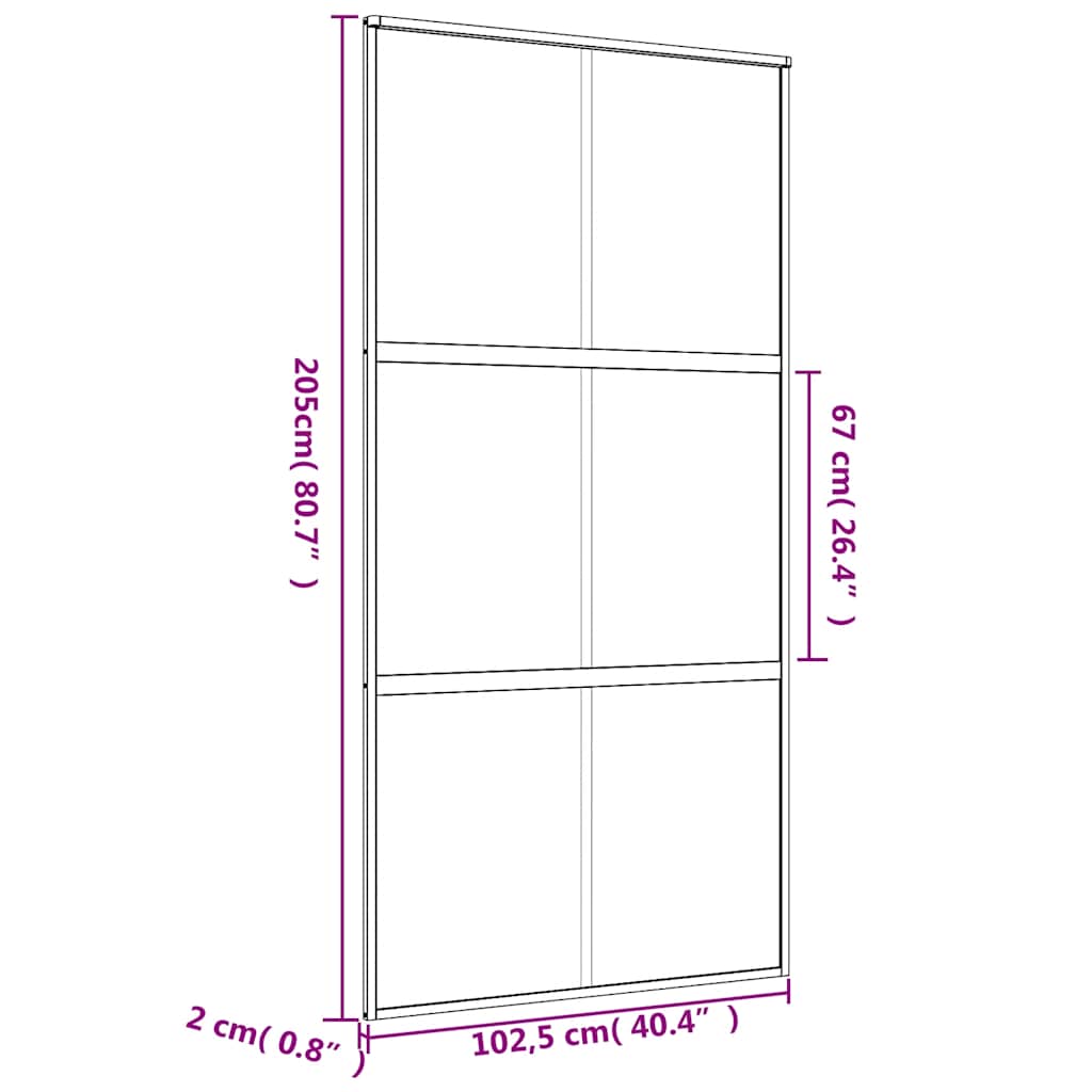 Liukuovi Kulta 102,5X205 Cm Himmeä Esg-Lasi Ja Alumiini
