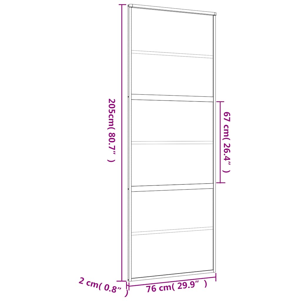 Liukuovi Kulta 76X205 Cm Kirkas Esg-Lasi Ja Alumiini