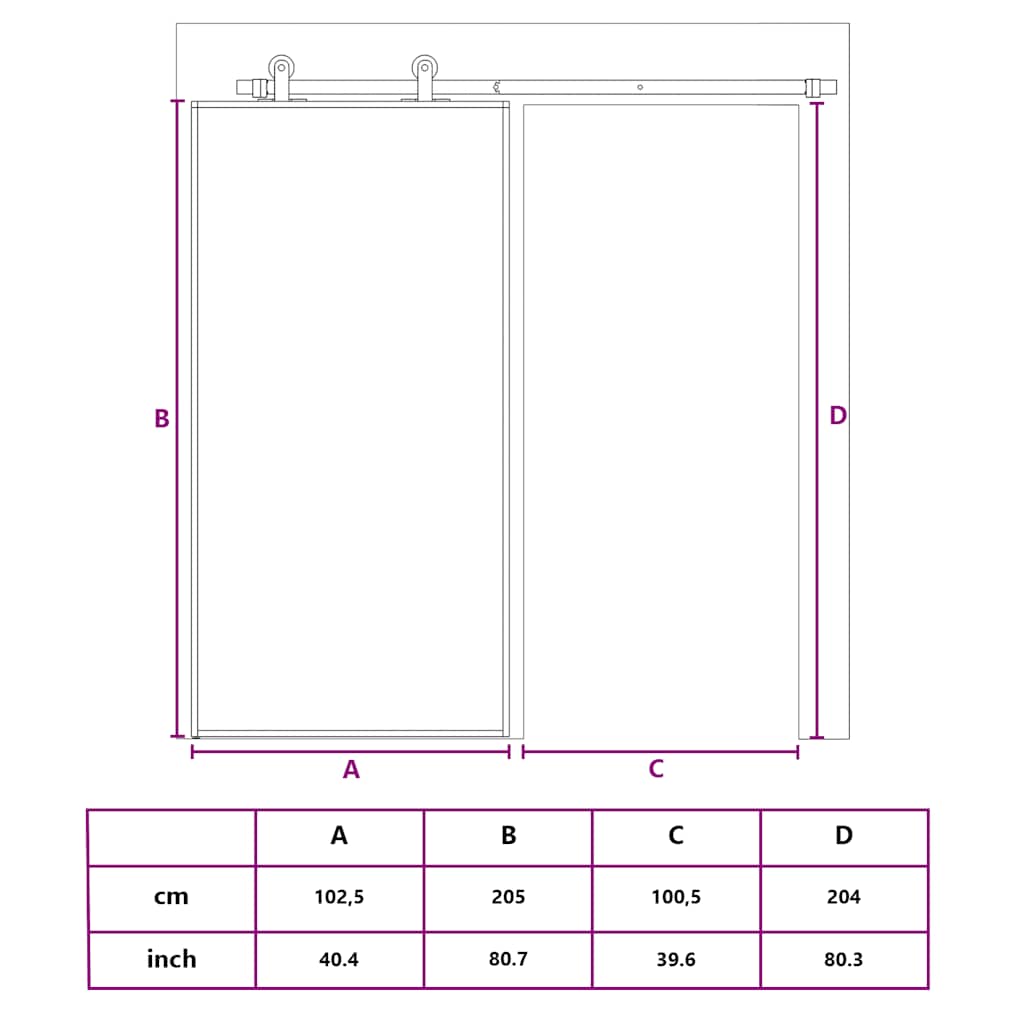 Liukuovi Kulta 102,5X205 Cm Kirkas Esg-Lasi Ja Alumiini