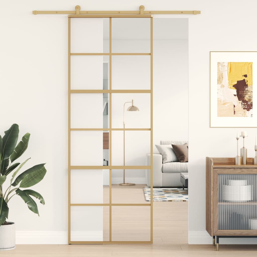 Liukuovi Kulta 76X205 Cm Kirkas Esg-Lasi Ja Alumiini