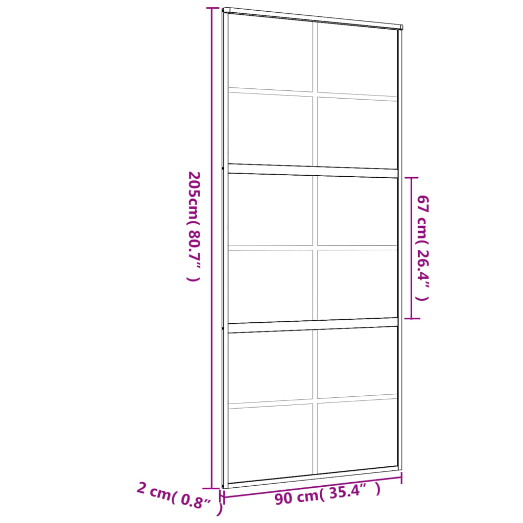 Liukuovi Kulta 90X205 Cm Himmeä Esg-Lasi Ja Alumiini
