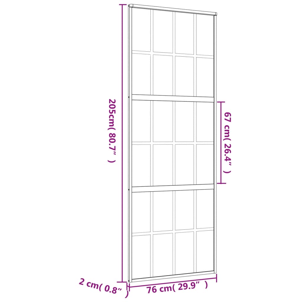 Liukuovi Kulta 76X205 Cm Kirkas Esg-Lasi Ja Alumiini