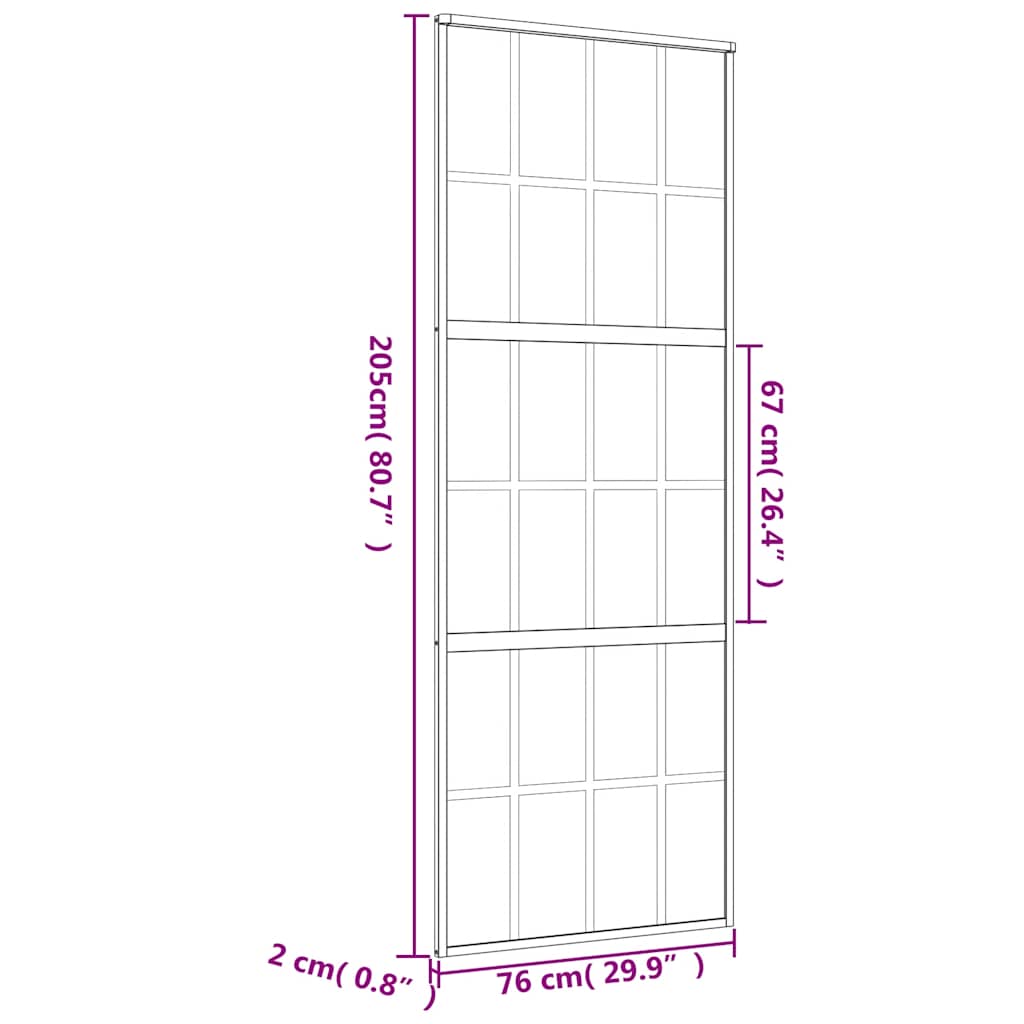 Liukuovi Kulta 76X205 Cm Kirkas Esg-Lasi Ja Alumiini