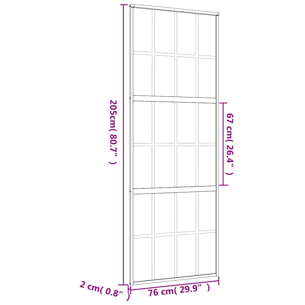 Liukuovi Kulta 76X205 Cm Himmeä Esg-Lasi Ja Alumiini