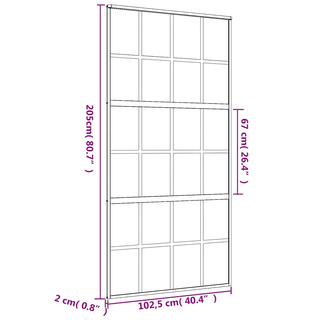 Liukuovi Kulta 102,5X205 Cm Himmeä Esg-Lasi Ja Alumiini