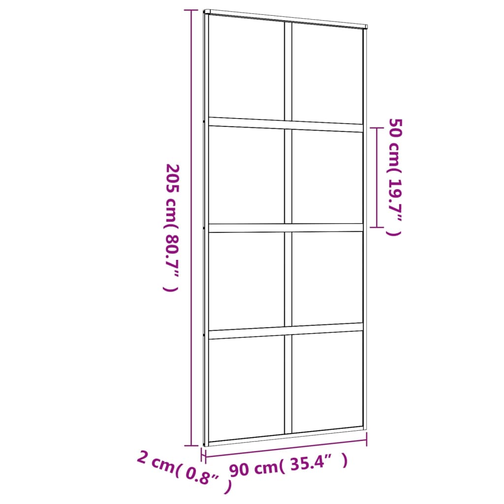Liukuovi Kulta 90X205 Cm Kirkas Esg-Lasi Ja Alumiini