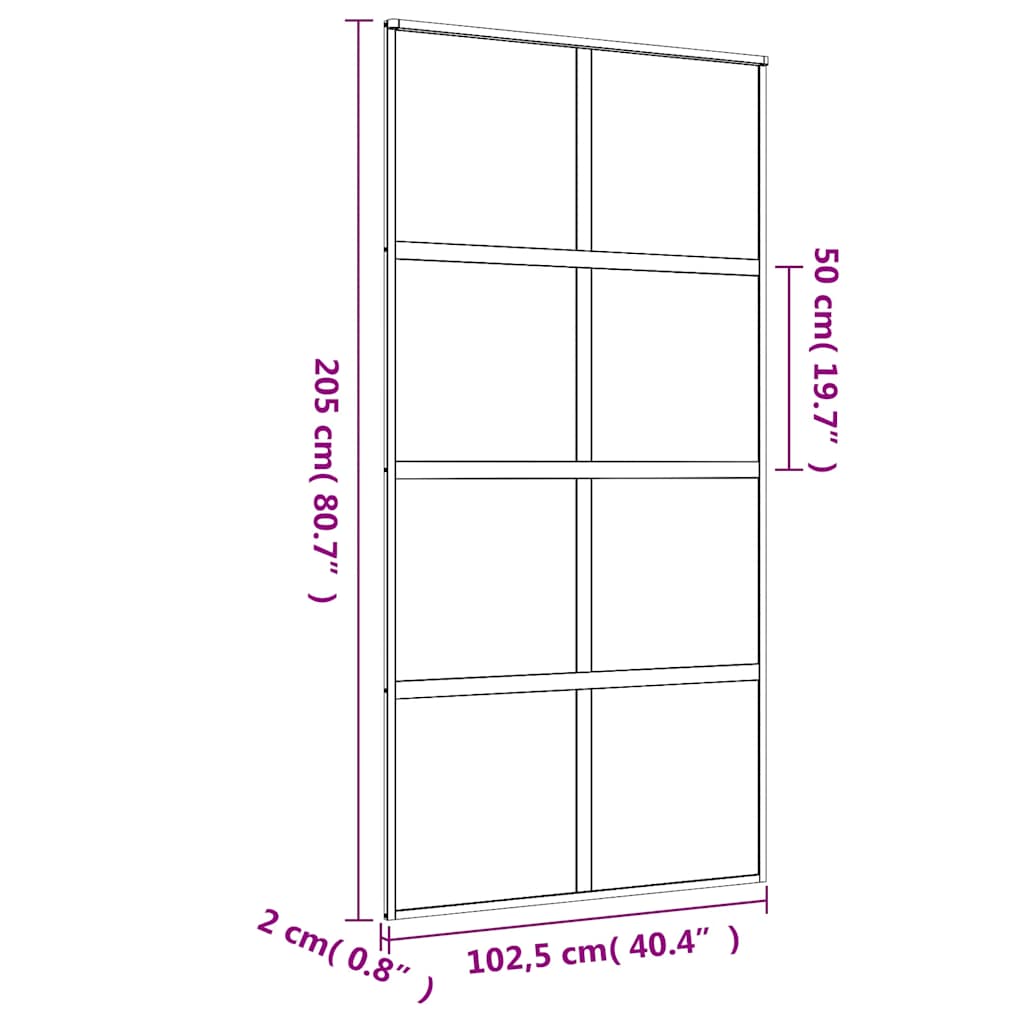 Liukuovi Kulta 102,5X205 Cm Kirkas Esg-Lasi Ja Alumiini