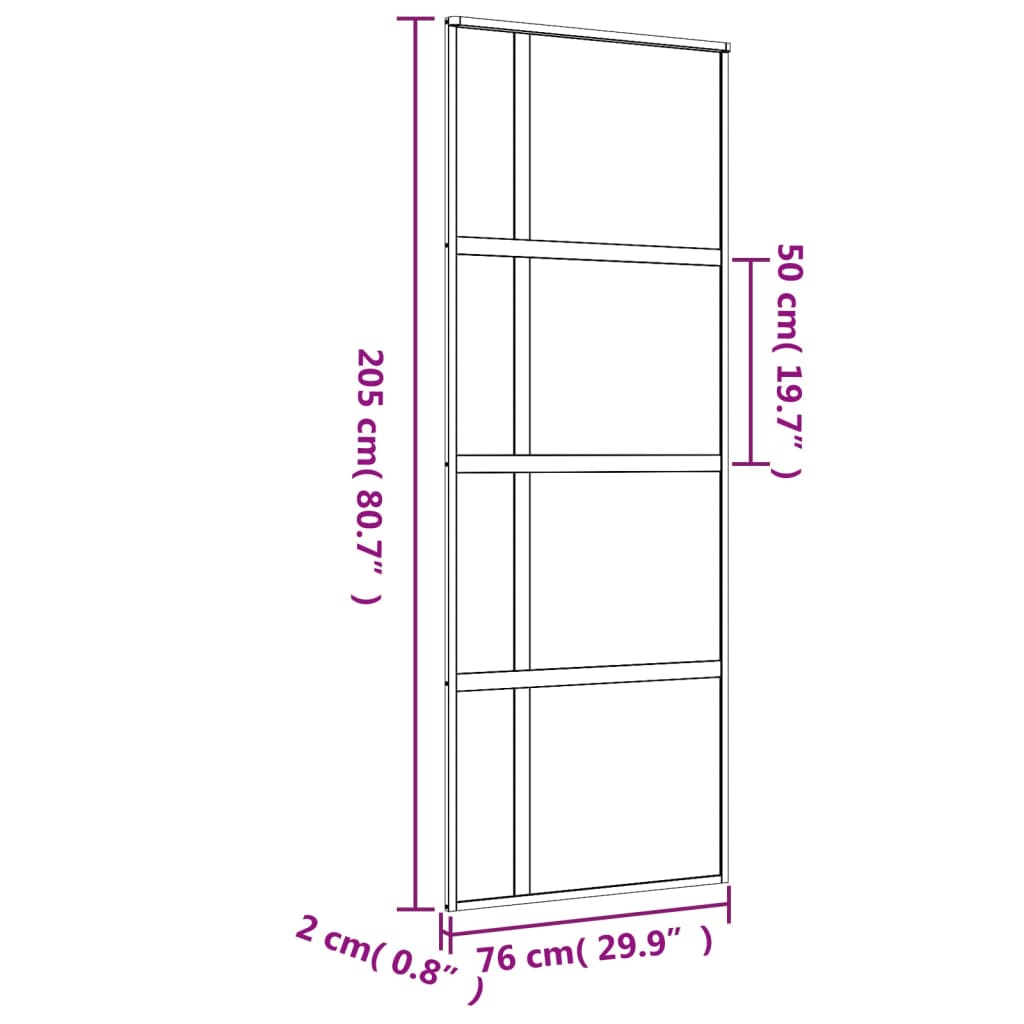 Liukuovi Kulta 76X205 Cm Himmeä Esg-Lasi Ja Alumiini