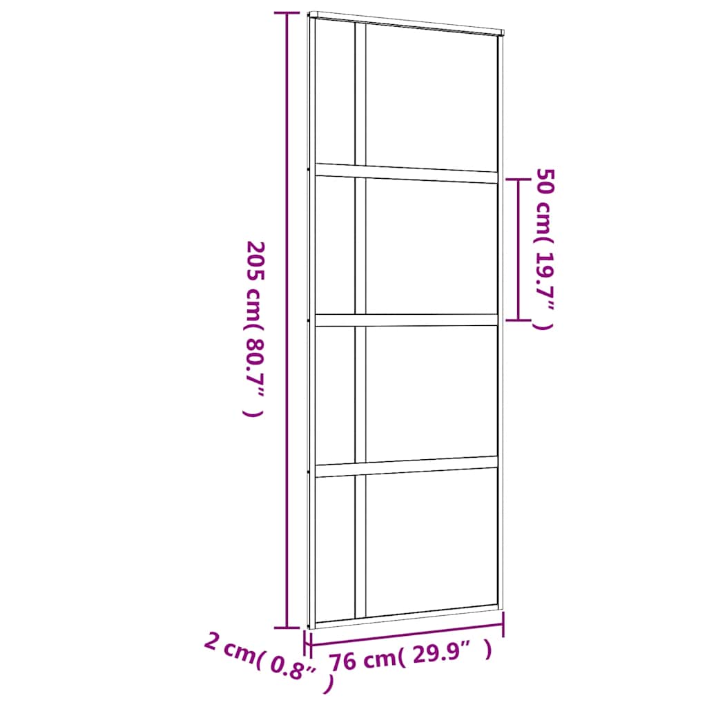 Liukuovi Kulta 76X205 Cm Himmeä Esg-Lasi Ja Alumiini