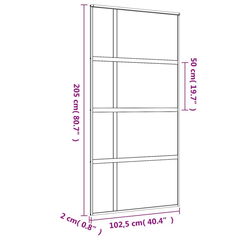 Liukuovi Kulta 102,5X205 Cm Himmeä Esg-Lasi Ja Alumiini