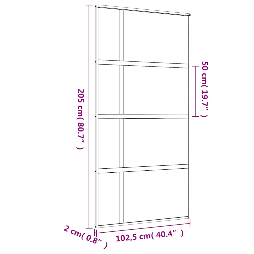 Liukuovi Kulta 102,5X205 Cm Himmeä Esg-Lasi Ja Alumiini