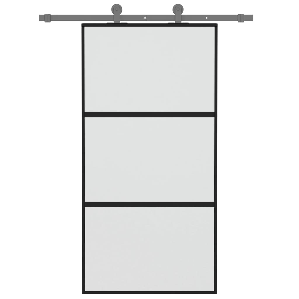 Liukuovi Musta 102,5X205 Cm Karkaistu Lasi Ja Alumiini