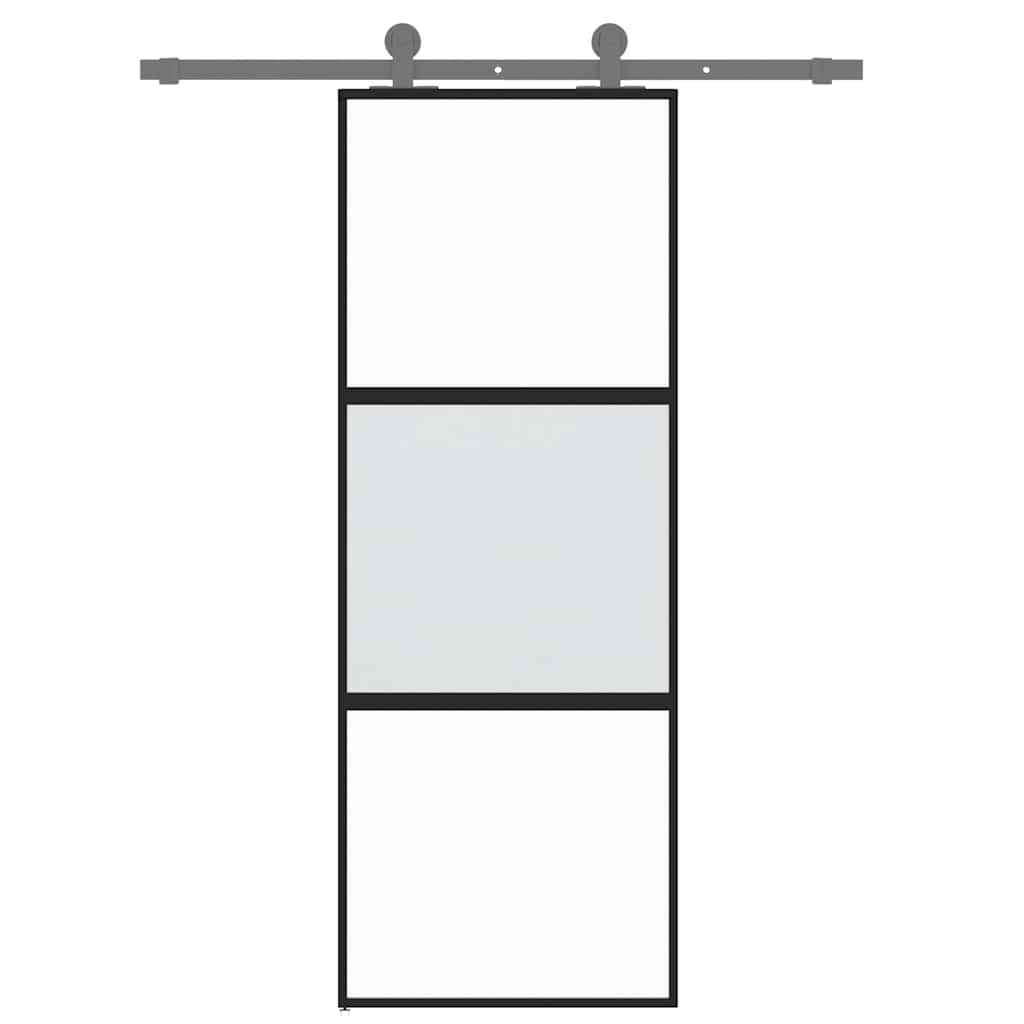 Liukuovi Musta 76X205 Cm Karkaistu Lasi Ja Alumiini