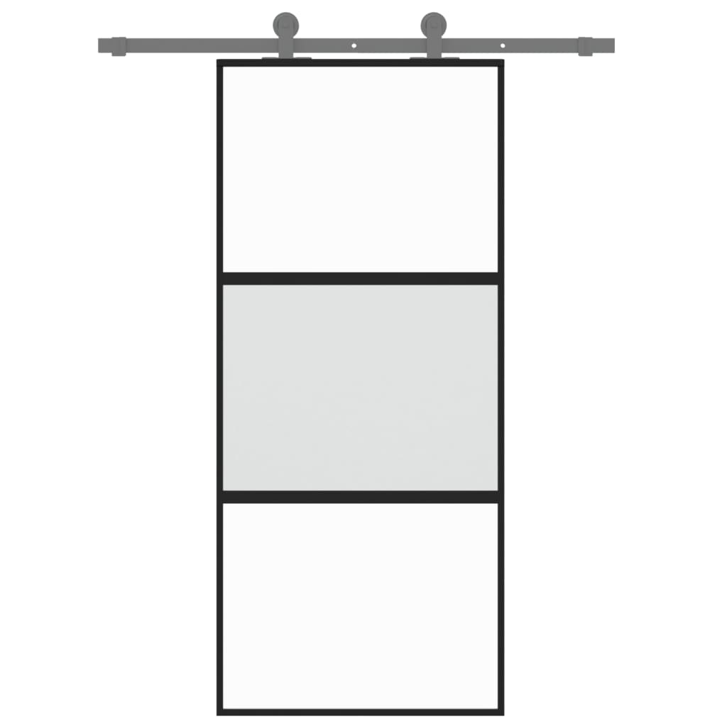 Liukuovi Musta 90X205 Cm Karkaistu Lasi Ja Alumiini