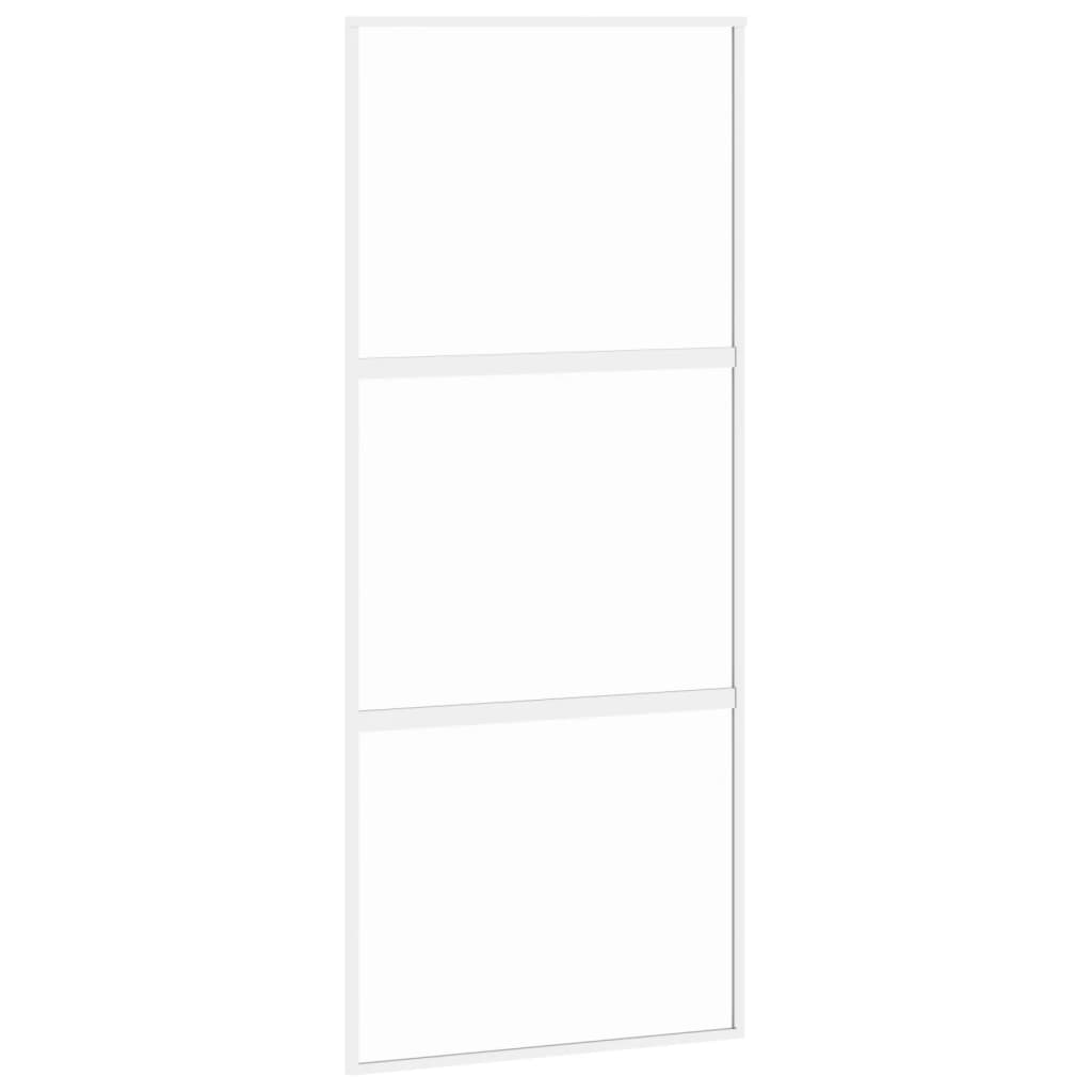 Liukuovi Valkoinen 90X205 Cm Karkaistu Lasi Ja Alumiini