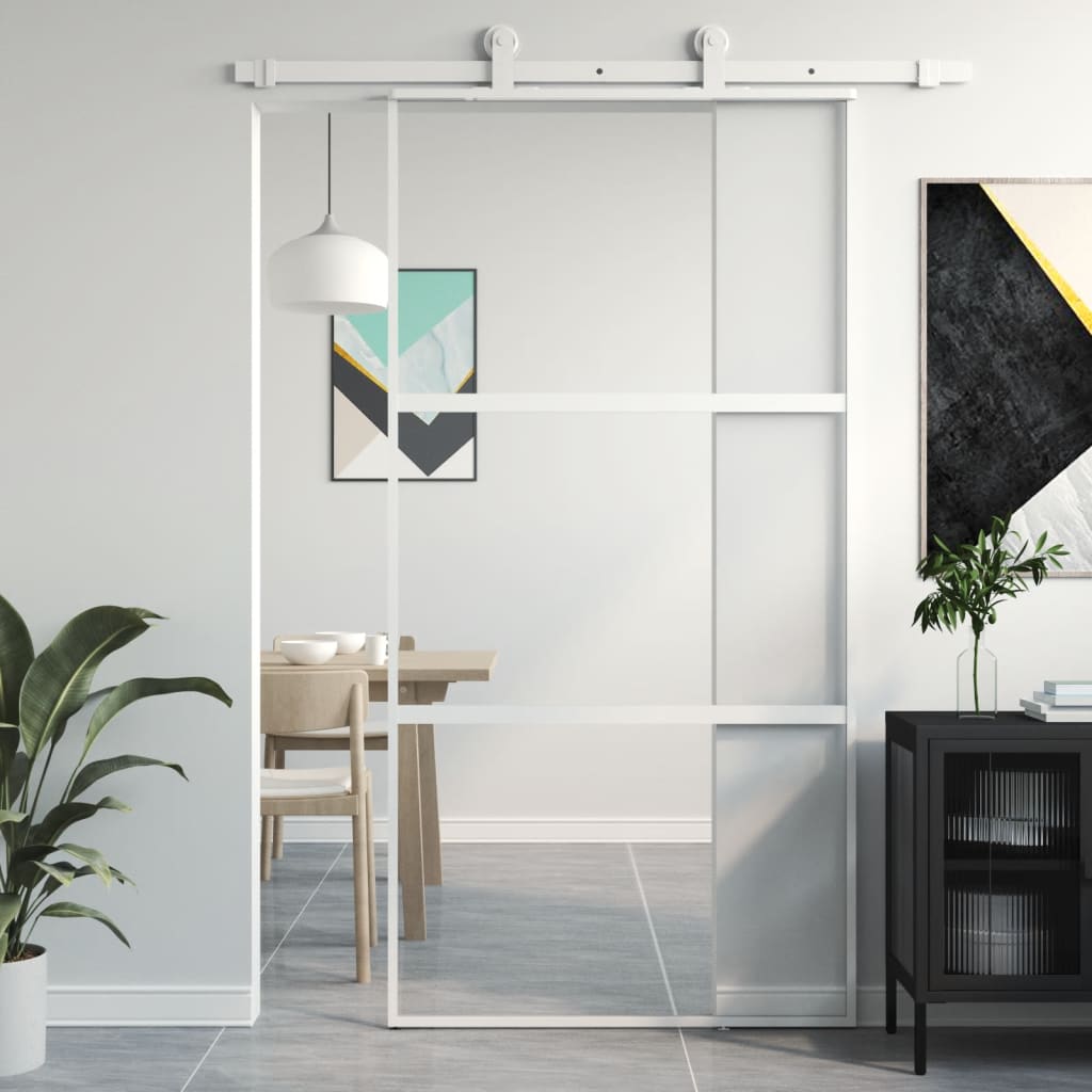 Liukuovi Valkoinen 102,5X205 Cm Karkaistu Lasi Ja Alumiini