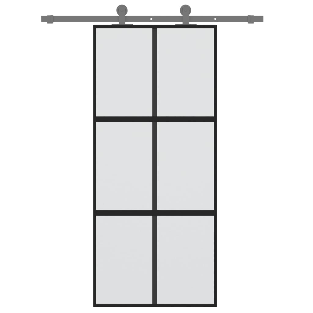 Liukuovi Musta 90X205 Cm Karkaistu Lasi Ja Alumiini