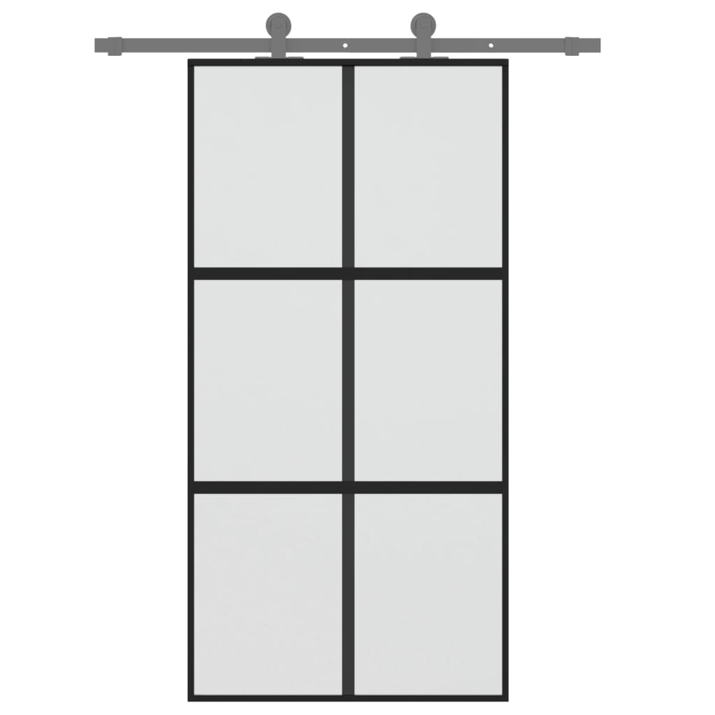 Liukuovi Musta 102,5X205 Cm Karkaistu Lasi Ja Alumiini