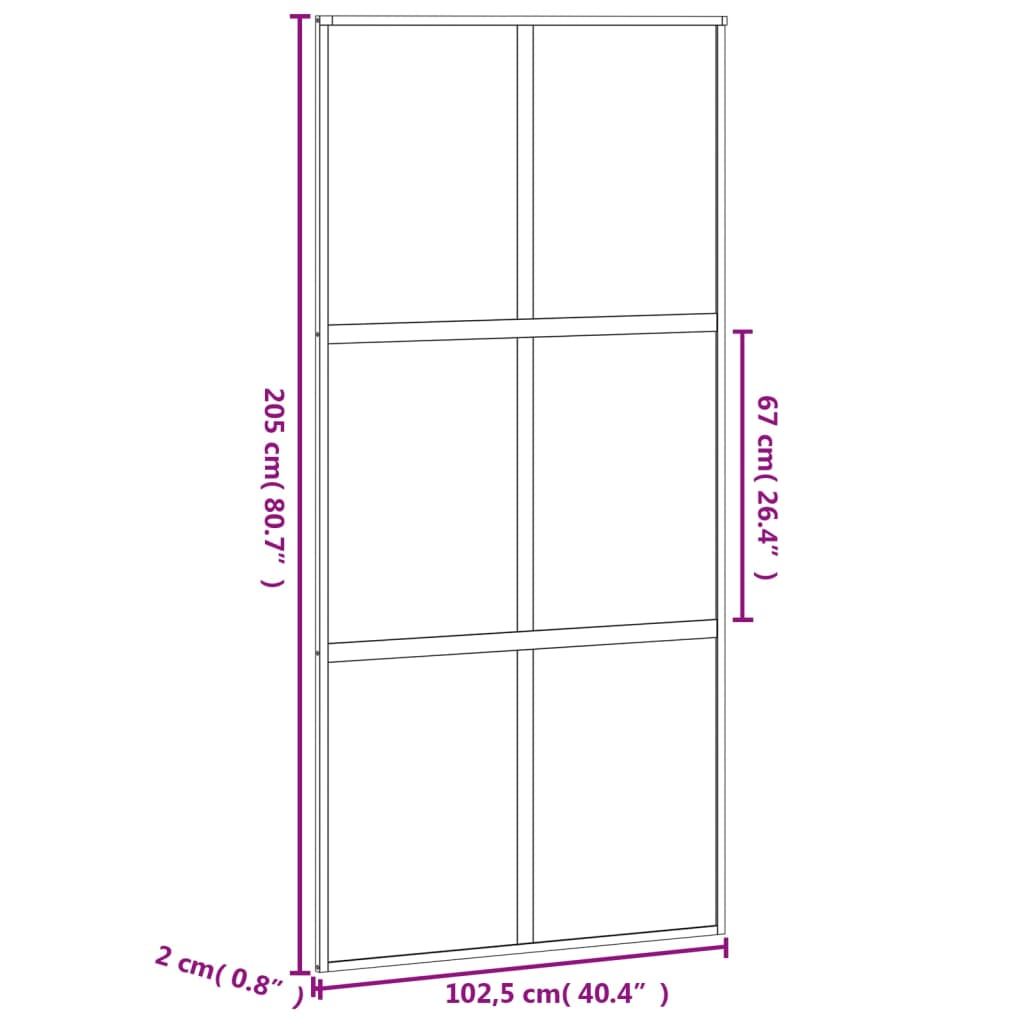 Liukuovi Musta 102,5X205 Cm Karkaistu Lasi Ja Alumiini