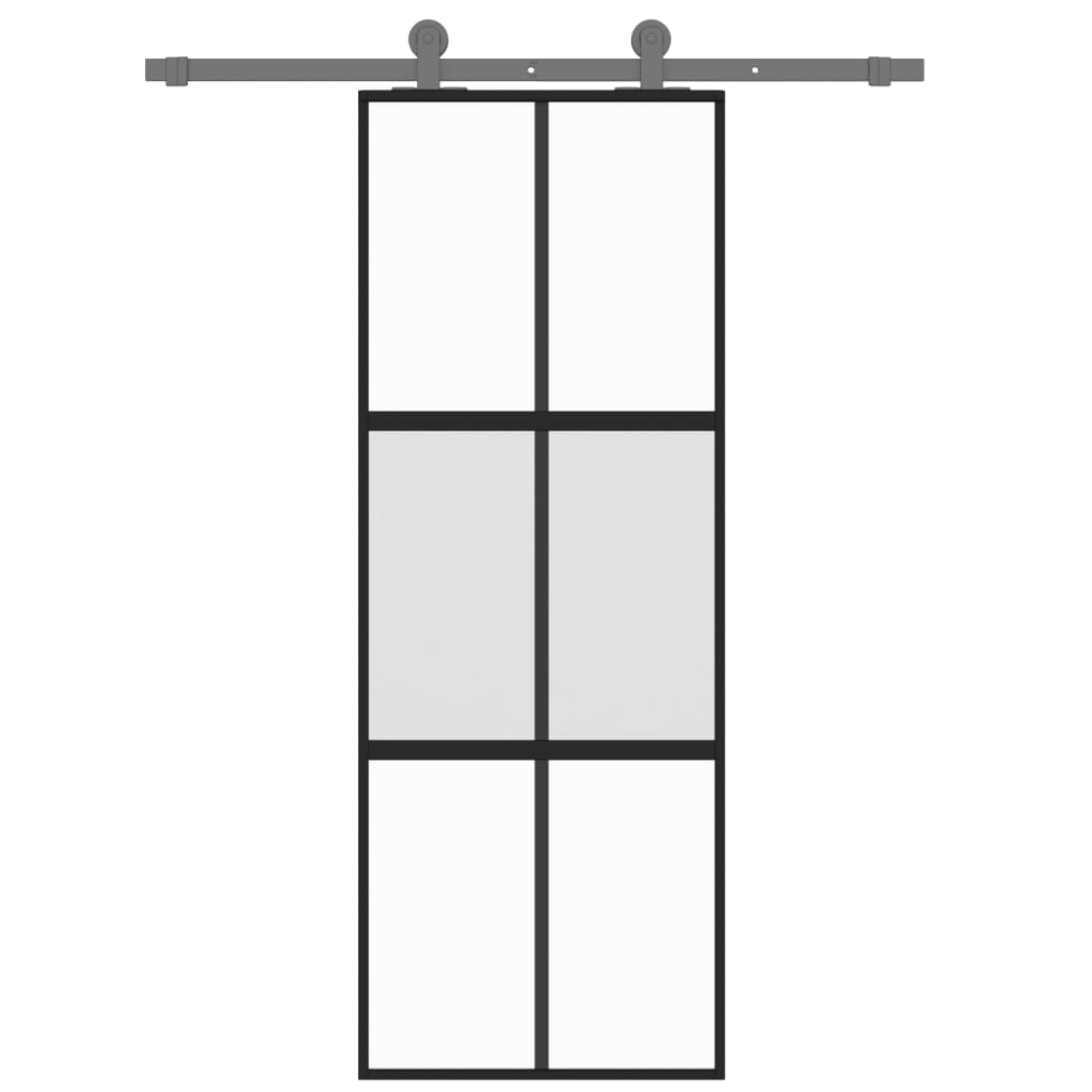 Liukuovi Musta 76X205 Cm Karkaistu Lasi Ja Alumiini