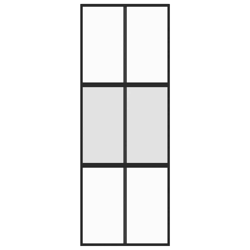 Liukuovi Musta 76X205 Cm Karkaistu Lasi Ja Alumiini