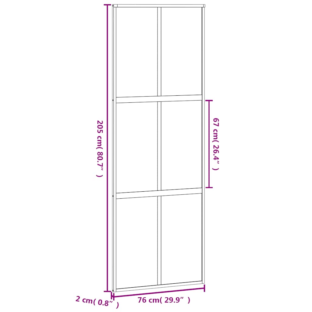 Liukuovi Musta 76X205 Cm Karkaistu Lasi Ja Alumiini