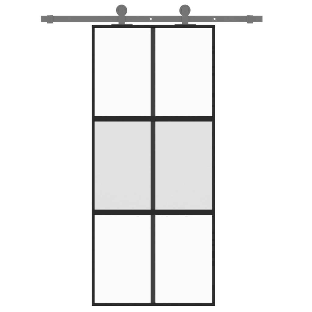 Liukuovi Musta 90X205 Cm Karkaistu Lasi Ja Alumiini
