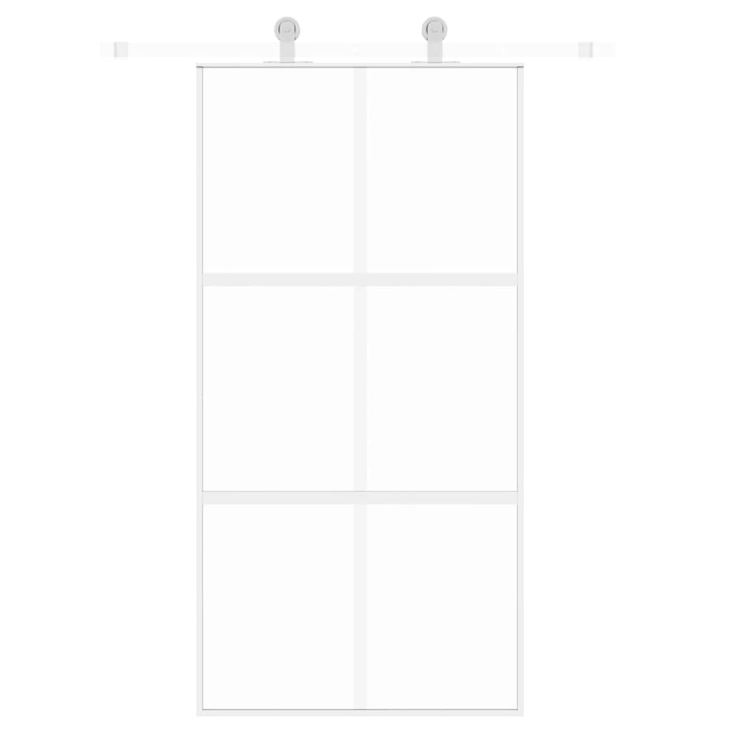 Liukuovi Valkoinen 102,5X205 Cm Karkaistu Lasi Ja Alumiini