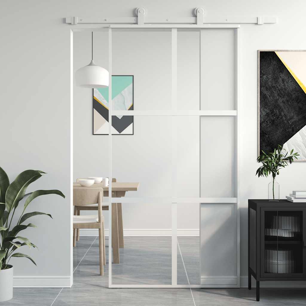 Liukuovi Valkoinen 102,5X205 Cm Karkaistu Lasi Ja Alumiini