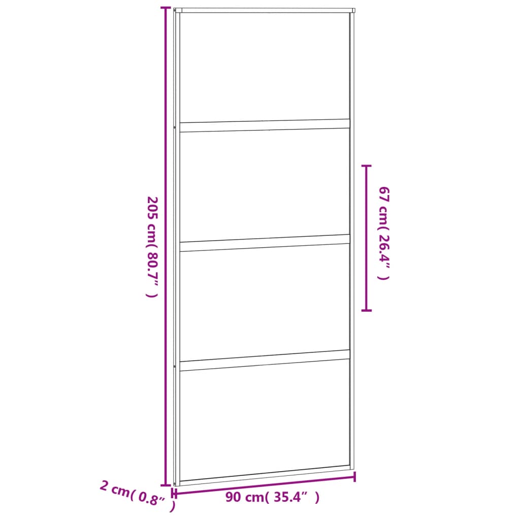 Liukuovi Musta 90X205 Cm Karkaistu Lasi Ja Alumiini