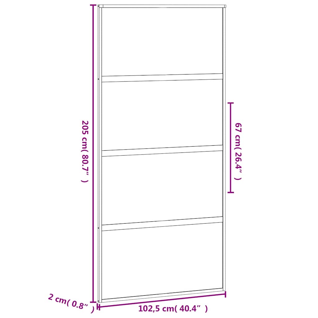 Liukuovi Musta 102,5X205 Cm Karkaistu Lasi Ja Alumiini