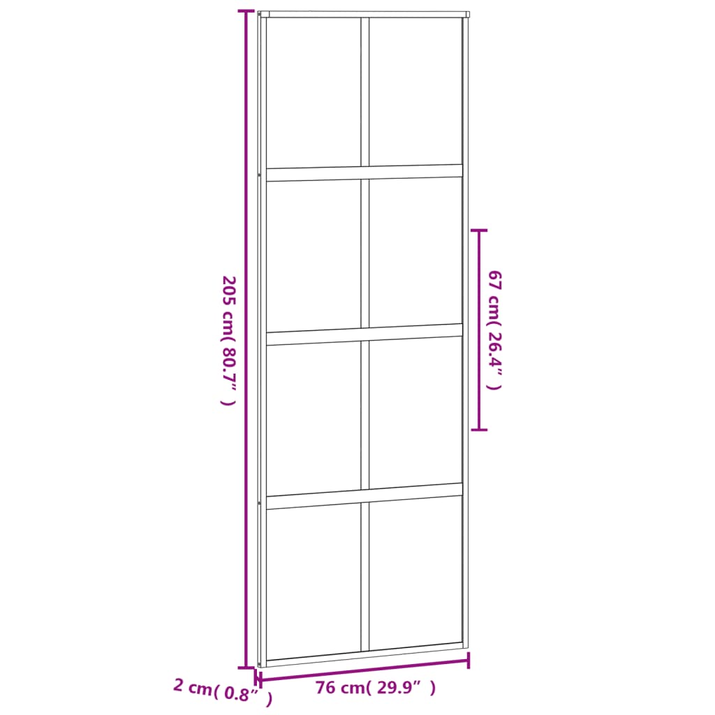 Liukuovi Musta 76X205 Cm Karkaistu Lasi Ja Alumiini