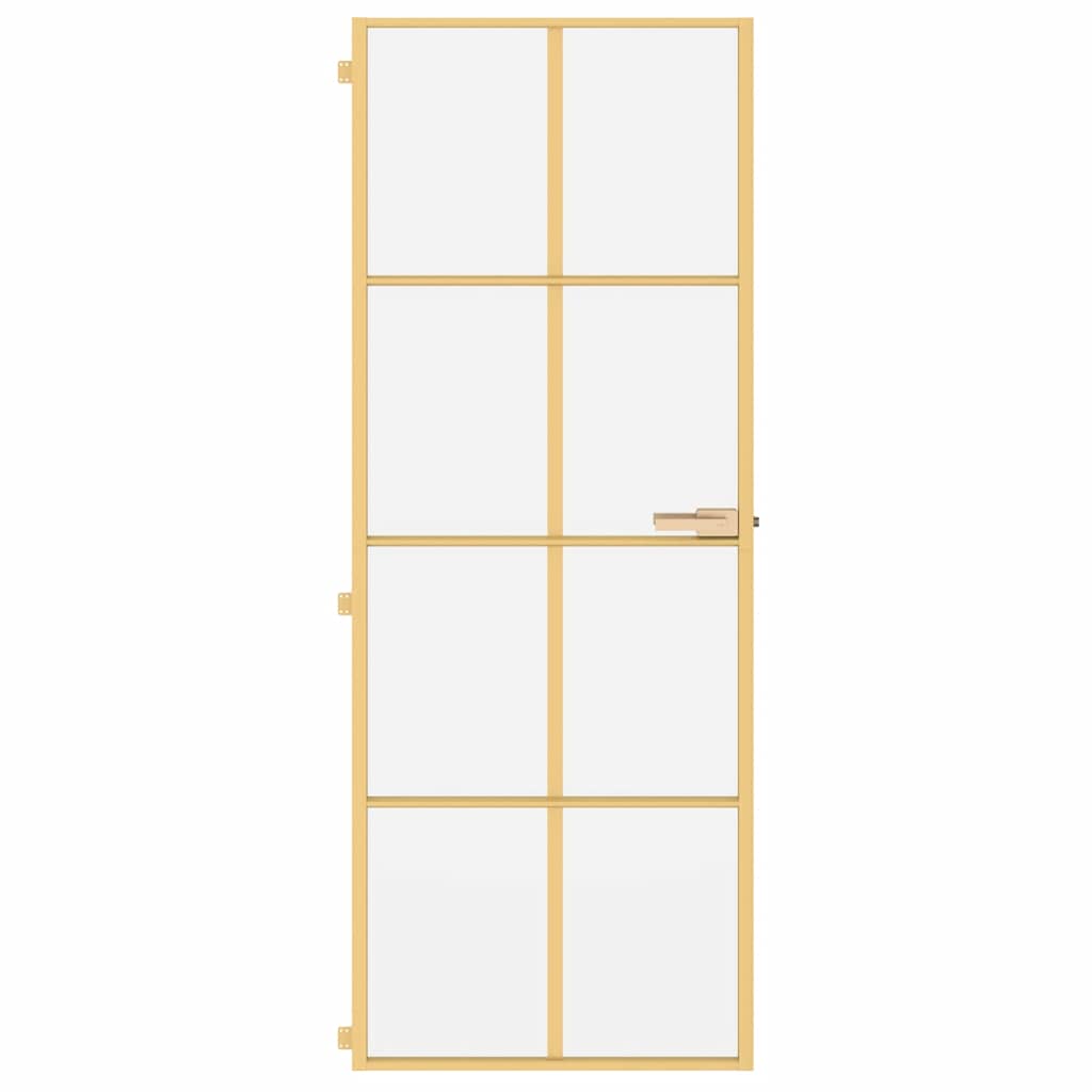 Sisäovi Ohut Kultainen 76X201,5 Cm Karkaistu Lasi Ja Alumiini